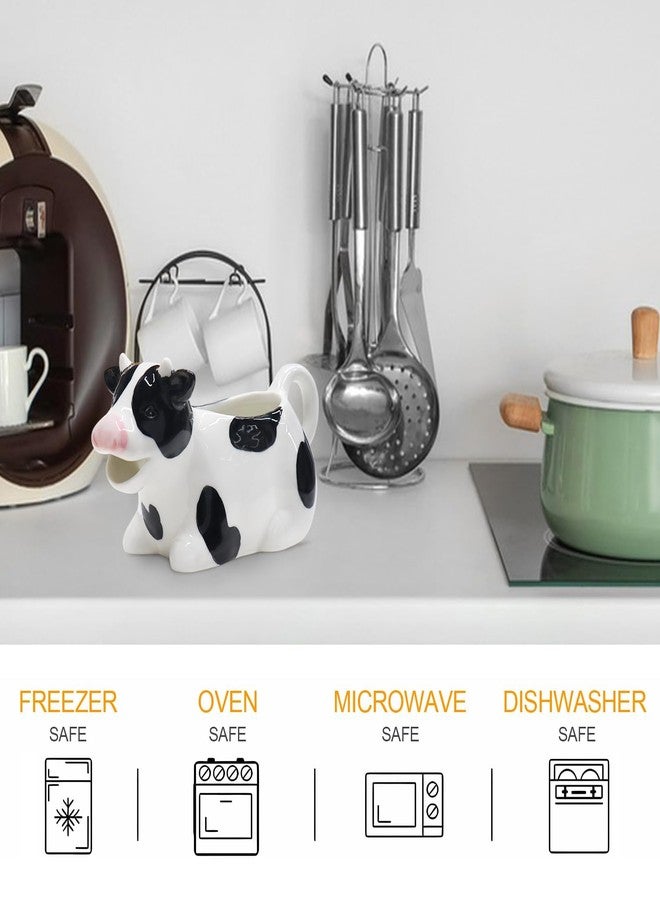RAISLY Ceramic Gravy Boat, 11oz/300ml White Gravy Boat Milk Cow Sauce Jug with Smooth Handle - Perfect for Salad Dressing, Broth, Cream, Milk - Unique Artwork for Your Kitchen - Image 4
